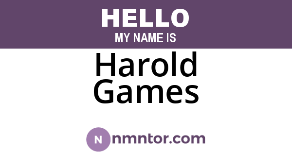 Harold Games
