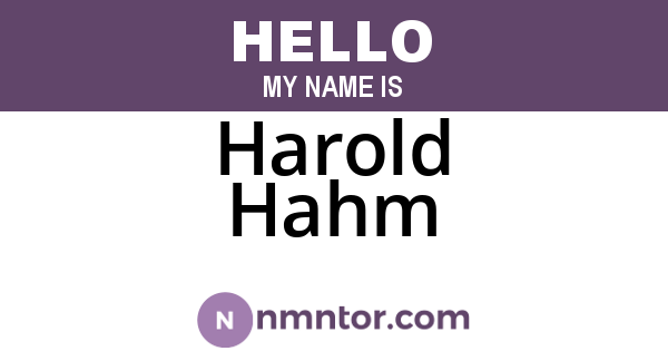 Harold Hahm