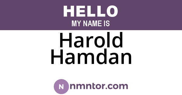 Harold Hamdan