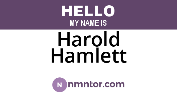 Harold Hamlett