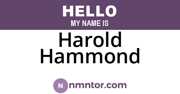 Harold Hammond