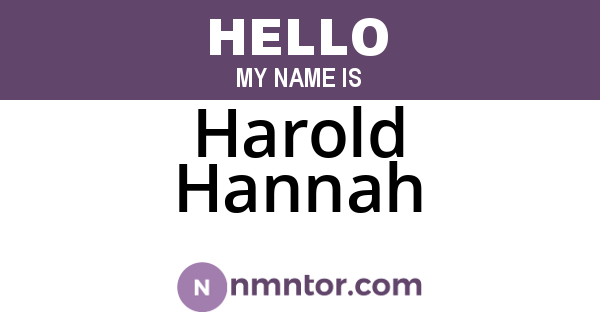 Harold Hannah