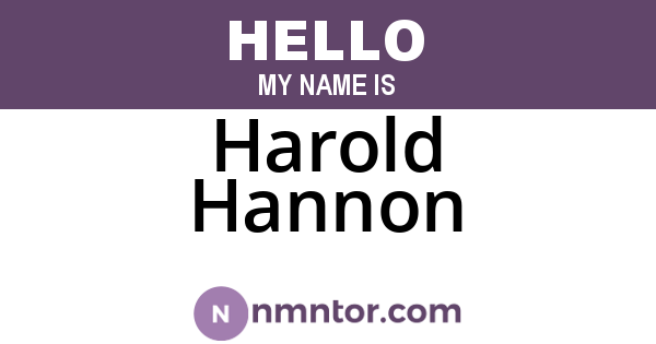 Harold Hannon