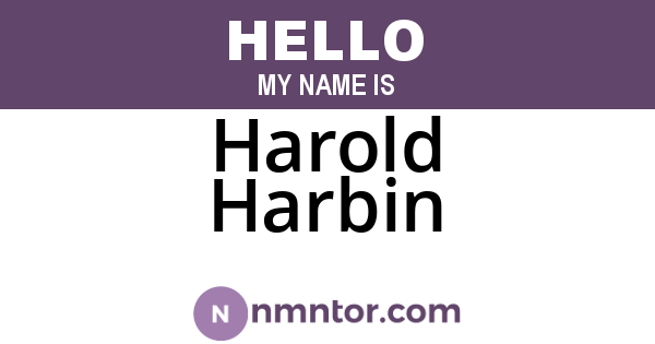 Harold Harbin
