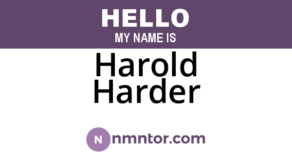 Harold Harder