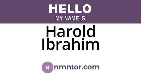 Harold Ibrahim