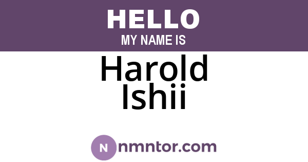 Harold Ishii