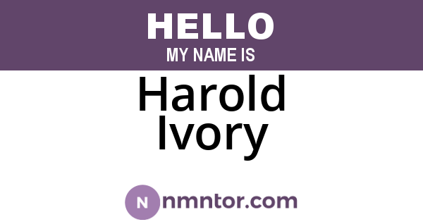 Harold Ivory