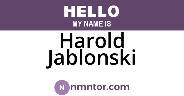 Harold Jablonski