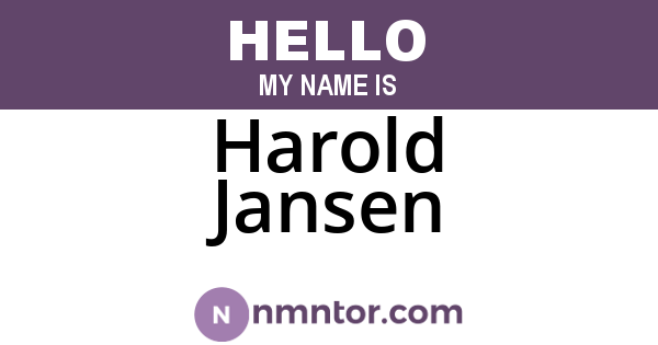 Harold Jansen