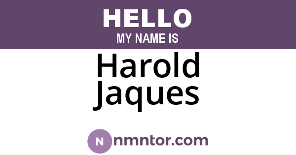 Harold Jaques