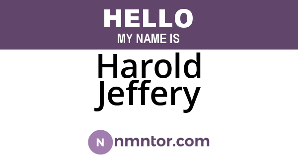 Harold Jeffery