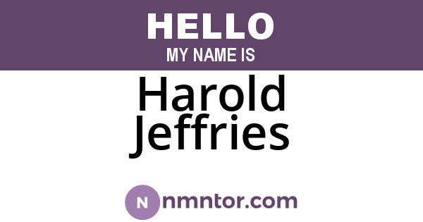 Harold Jeffries