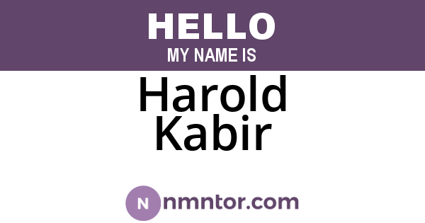 Harold Kabir