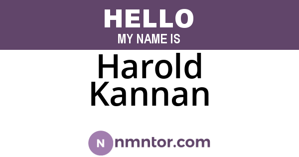 Harold Kannan
