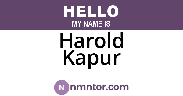 Harold Kapur