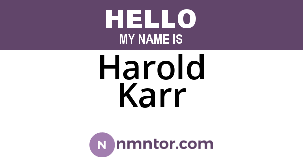 Harold Karr