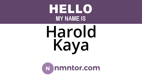 Harold Kaya