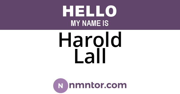 Harold Lall