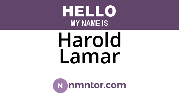 Harold Lamar