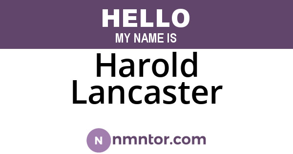 Harold Lancaster