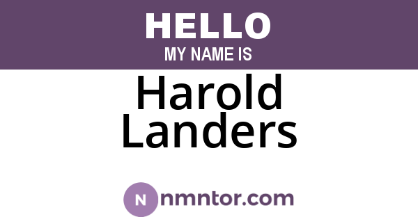 Harold Landers