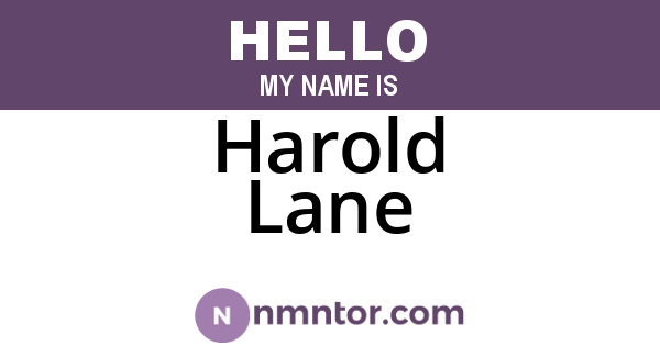Harold Lane