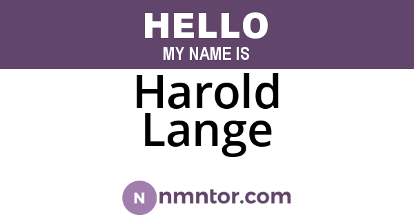 Harold Lange