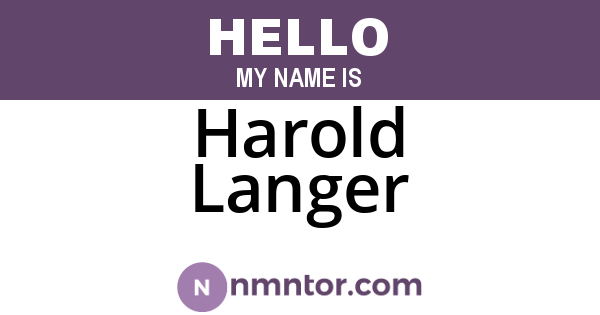 Harold Langer