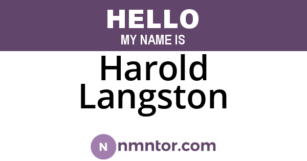 Harold Langston
