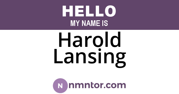 Harold Lansing