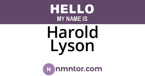 Harold Lyson