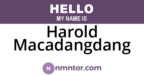 Harold Macadangdang