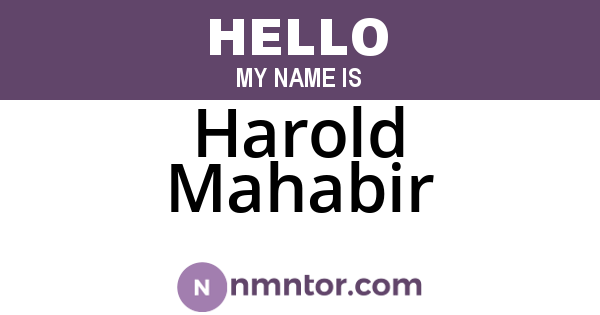 Harold Mahabir