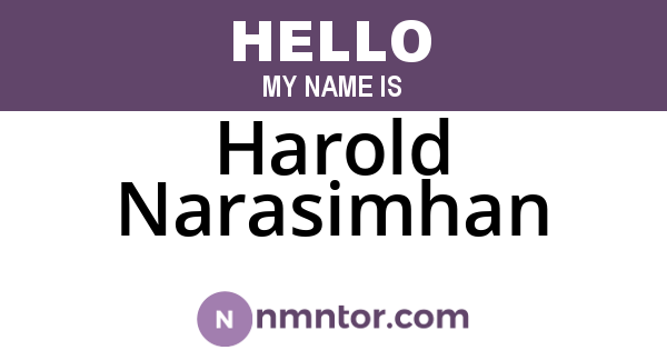 Harold Narasimhan
