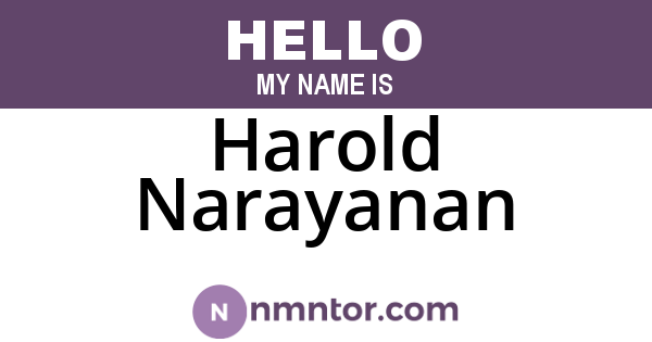 Harold Narayanan