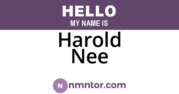 Harold Nee