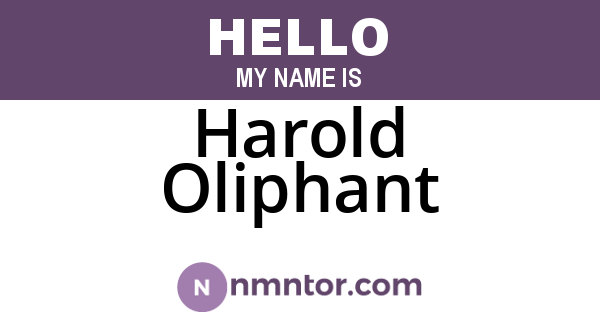Harold Oliphant