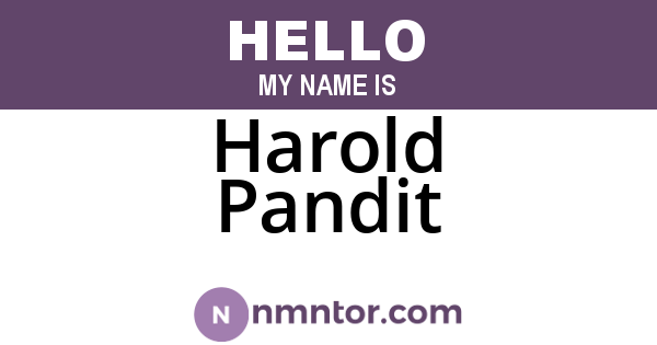Harold Pandit