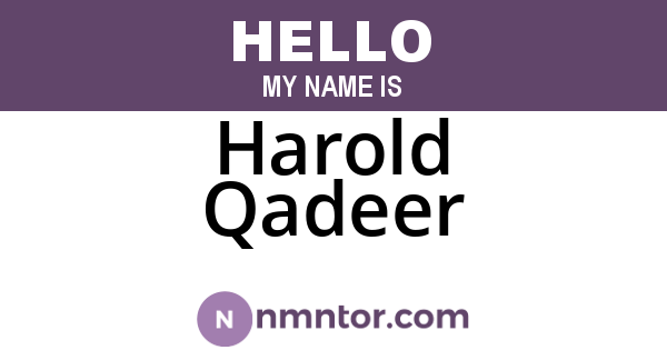 Harold Qadeer