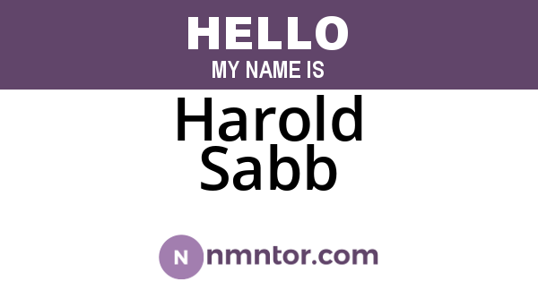 Harold Sabb