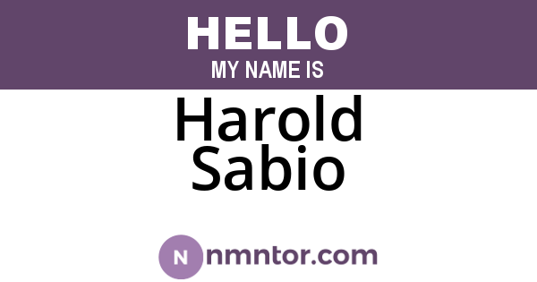 Harold Sabio