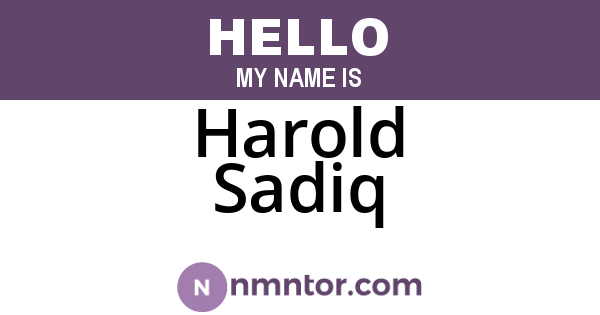 Harold Sadiq
