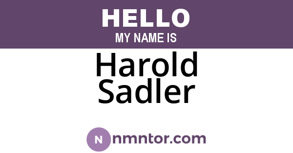 Harold Sadler