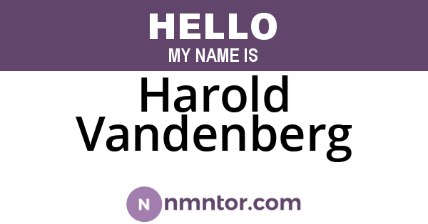 Harold Vandenberg