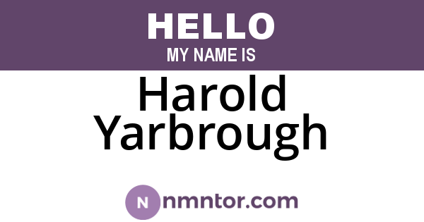 Harold Yarbrough