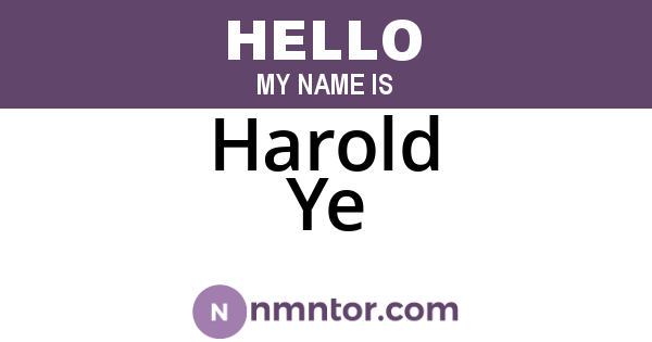Harold Ye