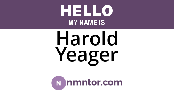 Harold Yeager