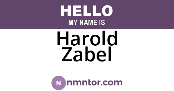 Harold Zabel