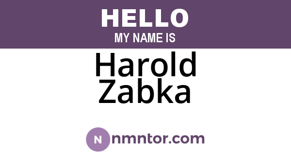 Harold Zabka